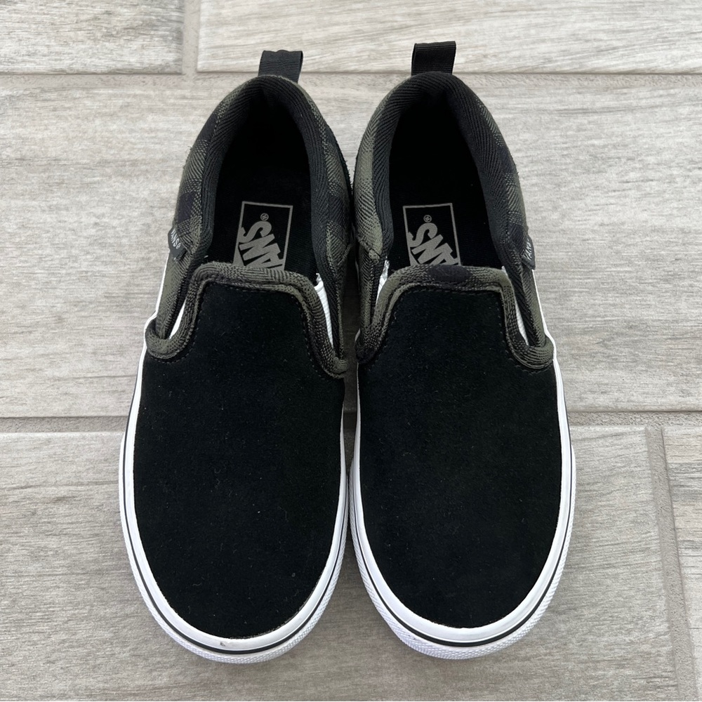 Vans Slip On Shoes Plaid Suede Kids 12